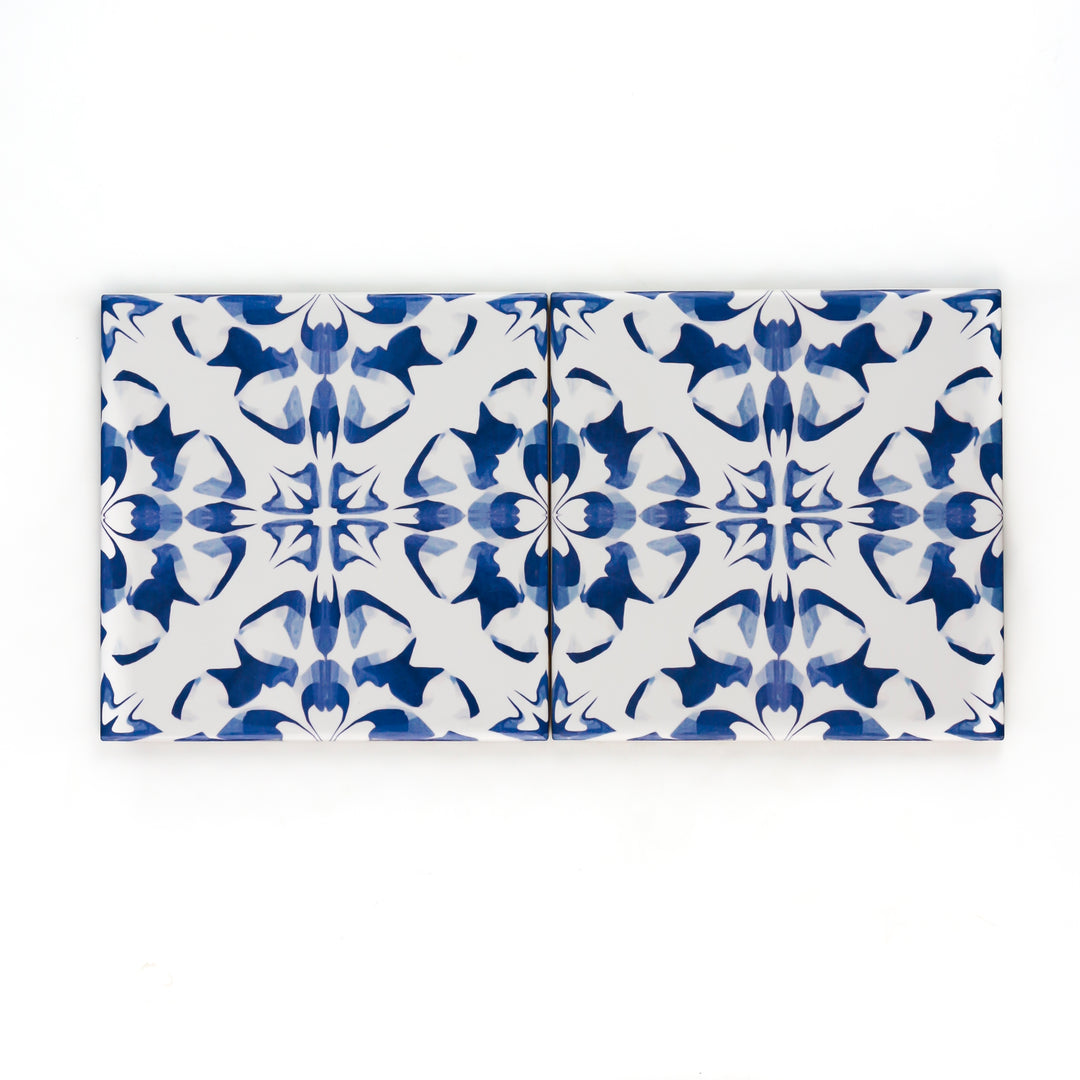 Blue White Dutch Delft tile -  FIRED INK Version