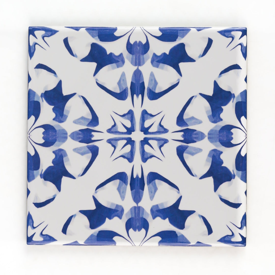 Blue White Dutch Delft tile -  FIRED INK Version