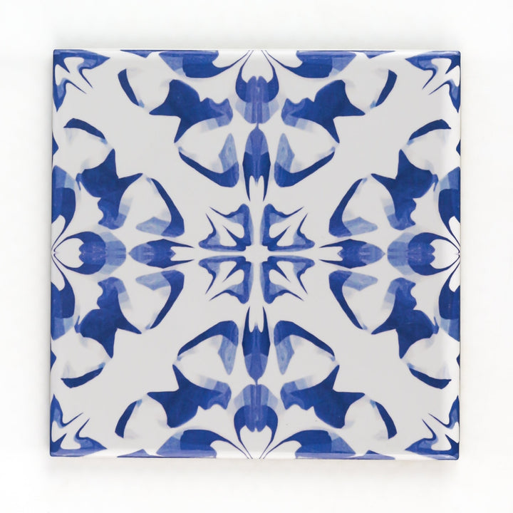 Blue White Dutch Delft tile -  FIRED INK Version