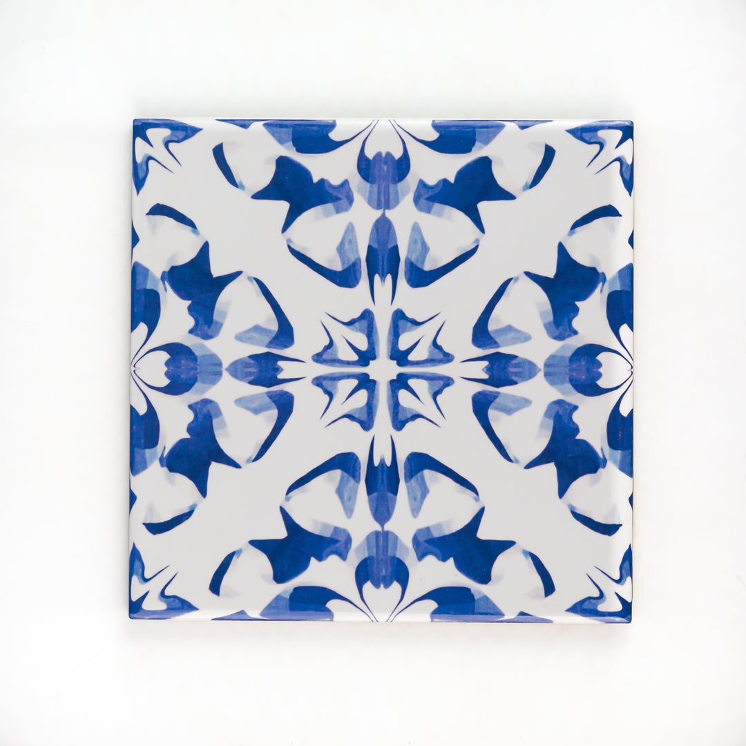 Blue White Dutch Delft tile -  FIRED INK Version