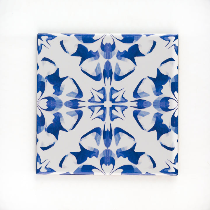 Blue White Dutch Delft tile -  FIRED INK Version