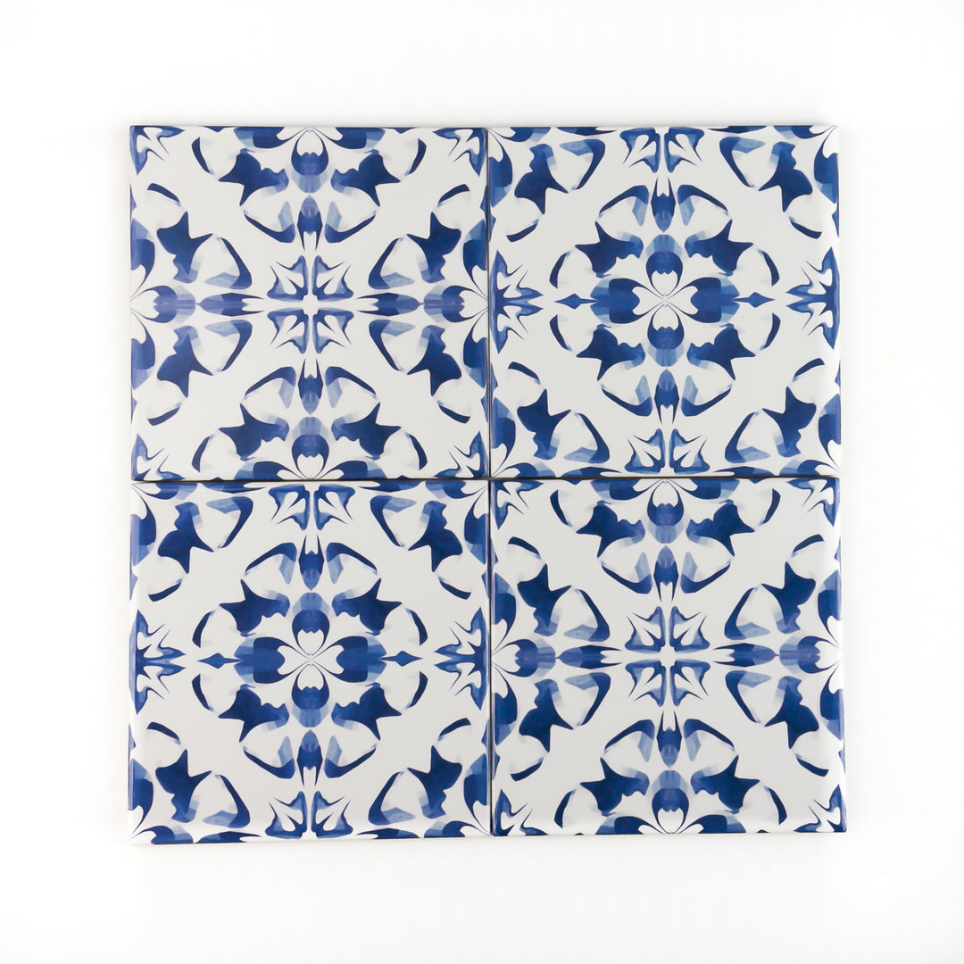 Blue White Dutch Delft tile -  FIRED INK Version