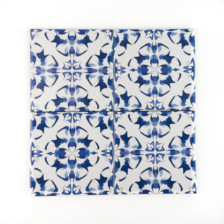 Blue White Dutch Delft tile -  FIRED INK Version
