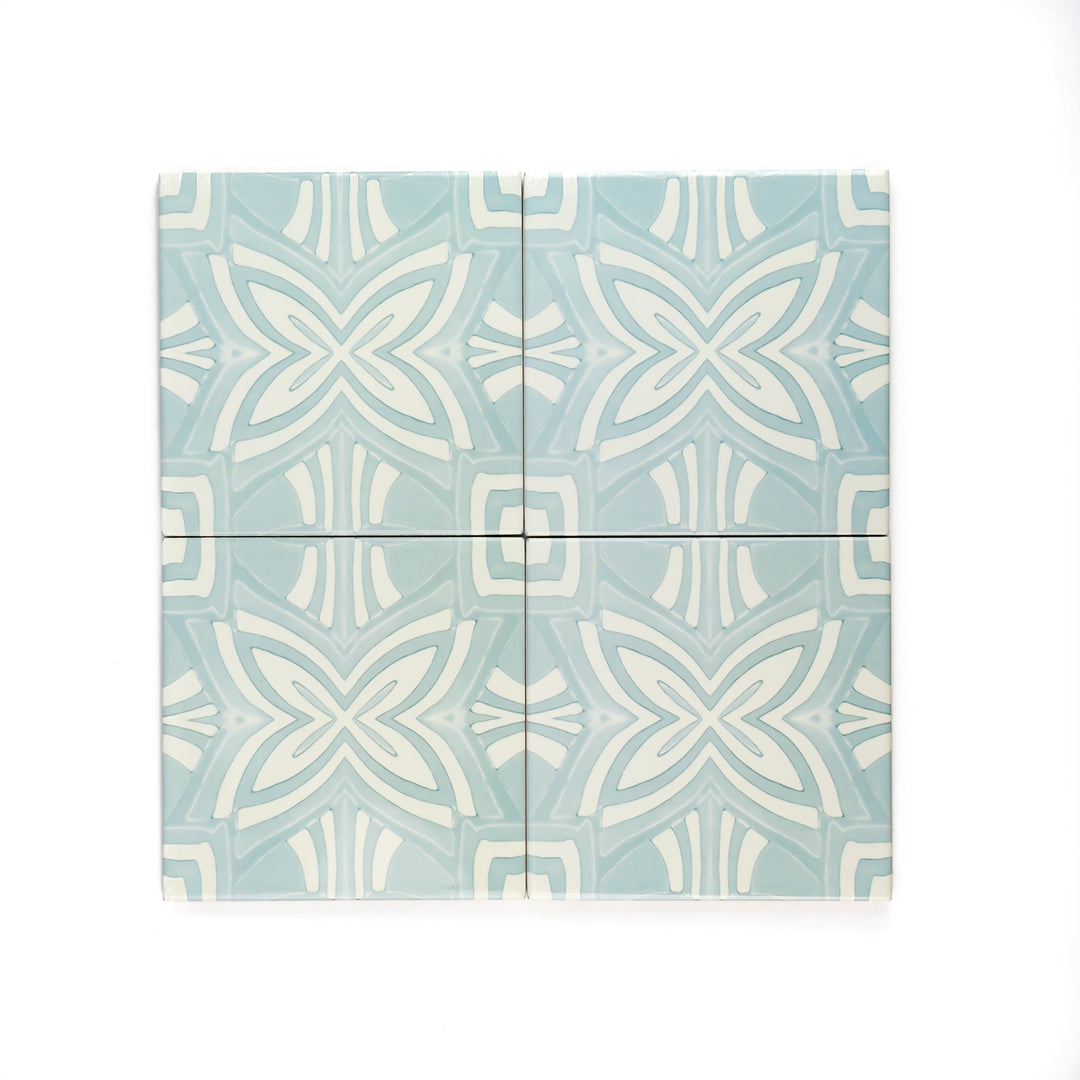 Aqua Star Tile -  FIRED INK Version