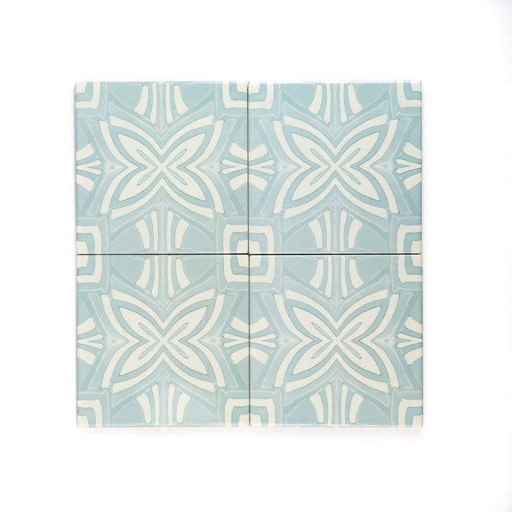 Aqua Star Tile -  FIRED INK Version