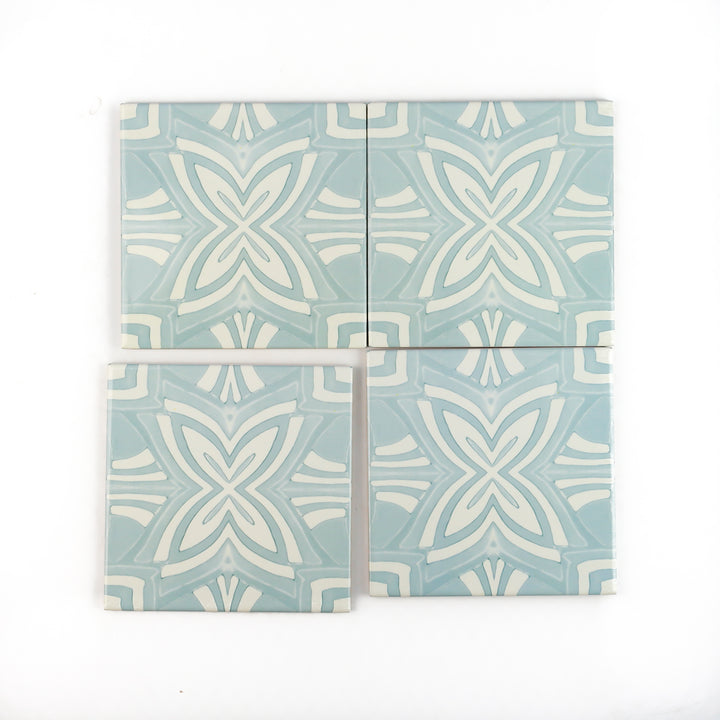 Aqua Star Tile -  FIRED INK Version