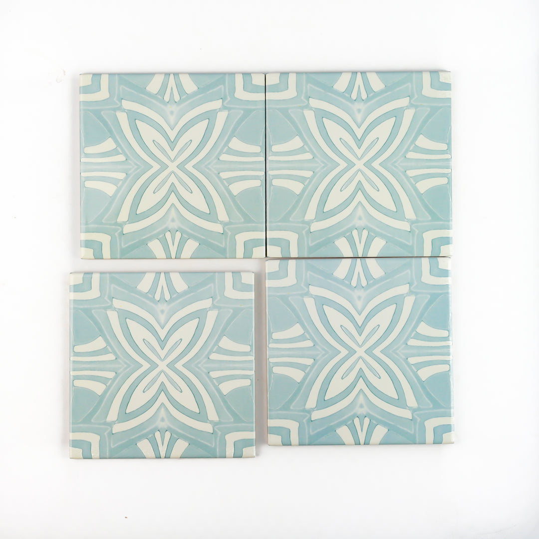 Aqua Star Tile -  FIRED INK Version