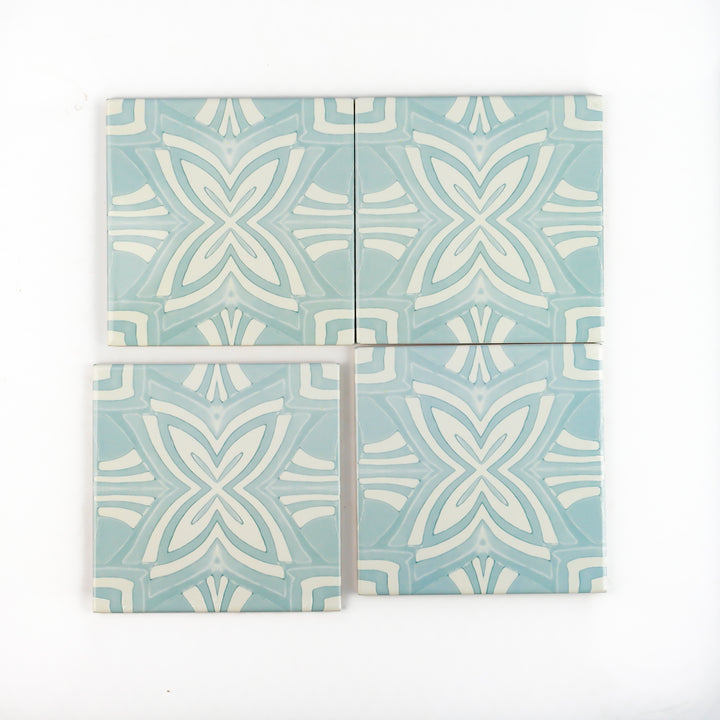 Aqua Star Tile -  FIRED INK Version