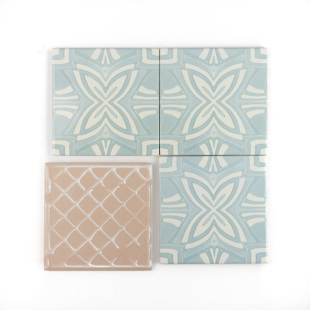 Aqua Star Tile -  FIRED INK Version