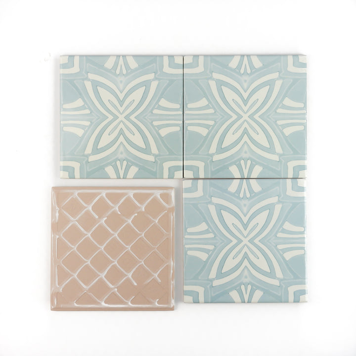 Aqua Star Tile -  FIRED INK Version