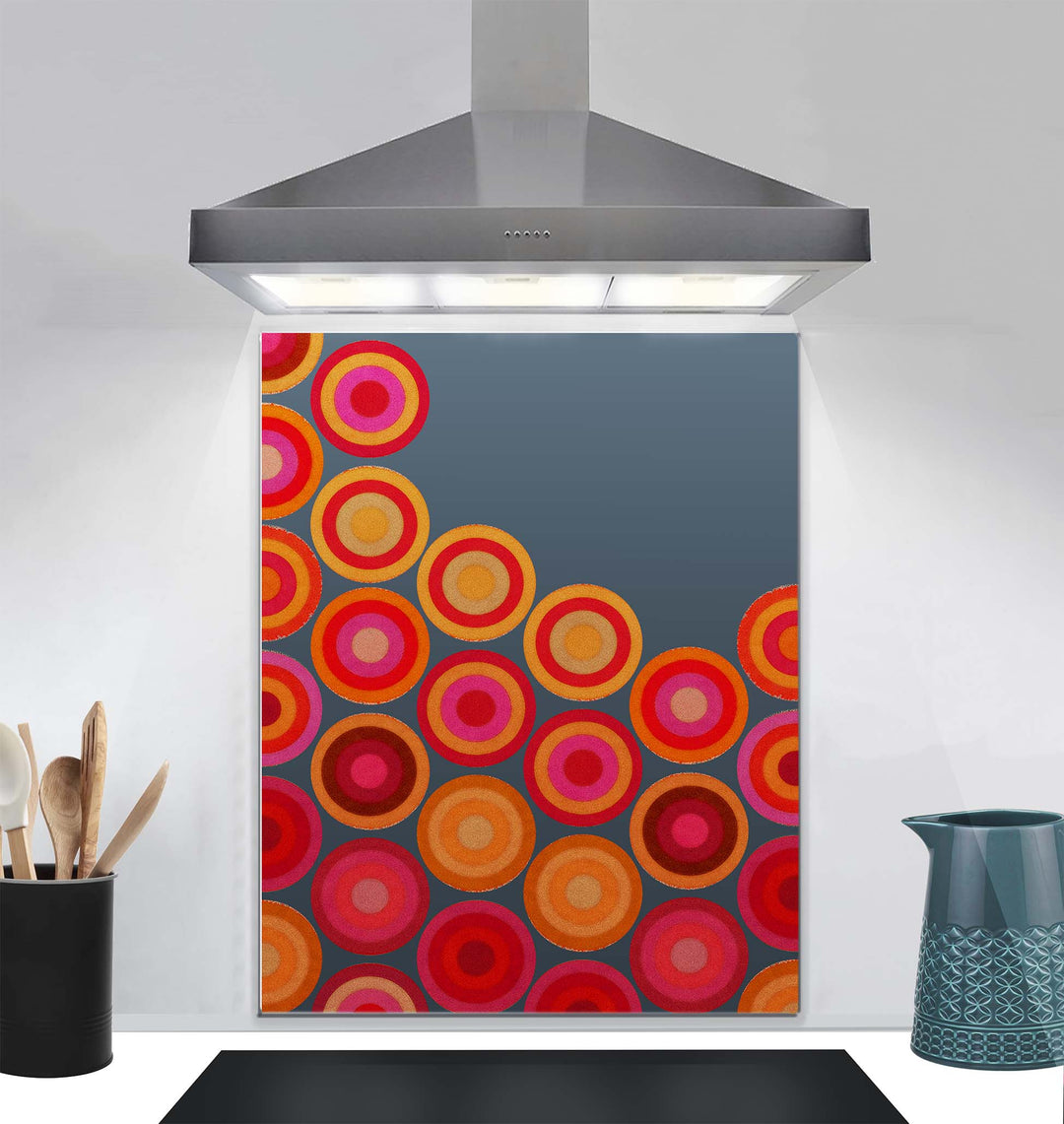 Volcanic Circles Kitchen Splashback - Red Orange Grey