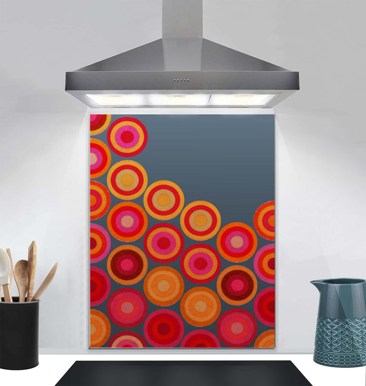 Volcanic Circles Kitchen Splashback - Red Orange Grey