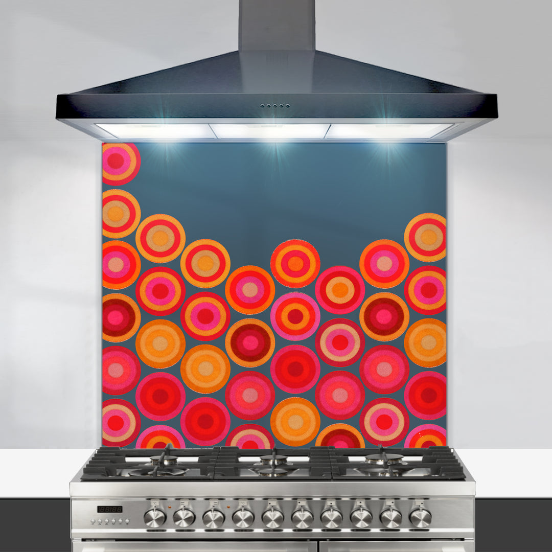 Volcanic Circles Kitchen Splashback - Red Orange Grey