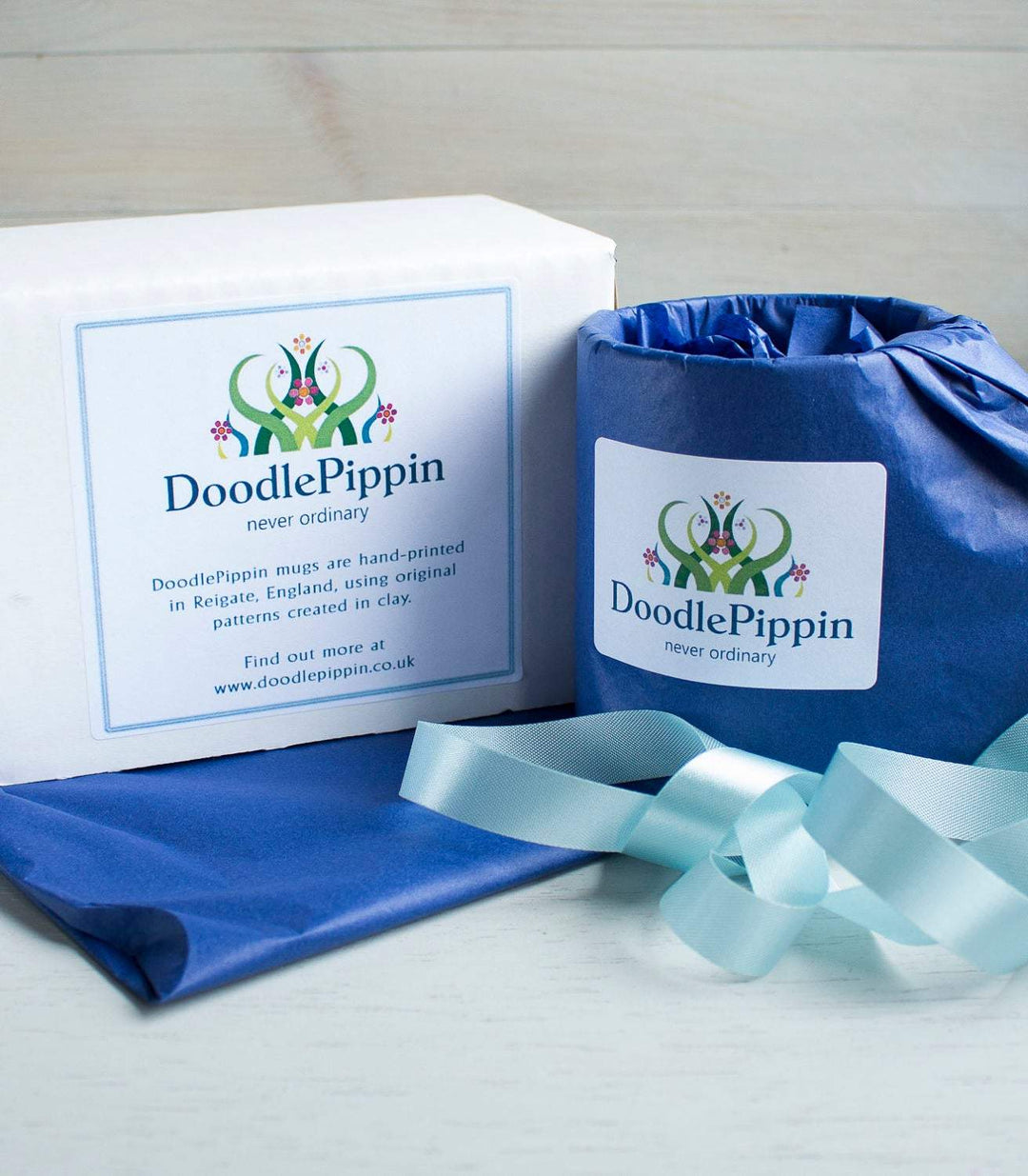 Large blue bone china mug - DoodlePippin
