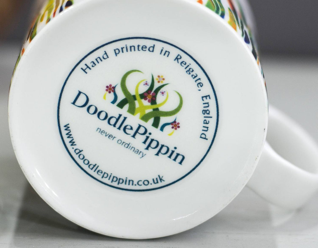 Navy Yellow Abstract Mug - DoodlePippin