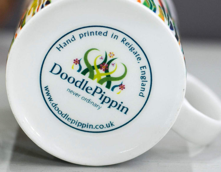 Black White Fish bones mug - DoodlePippin