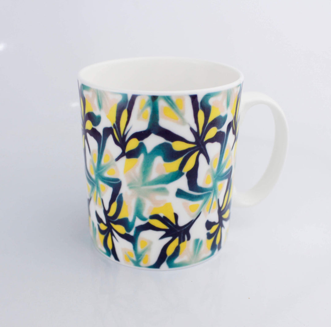 Navy Yellow Abstract Mug - DoodlePippin