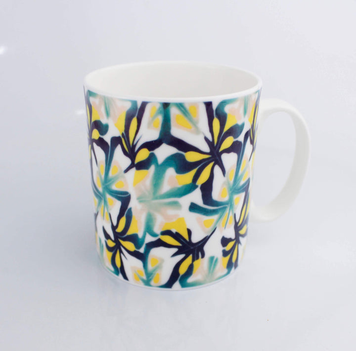 Navy Yellow Abstract Mug - DoodlePippin