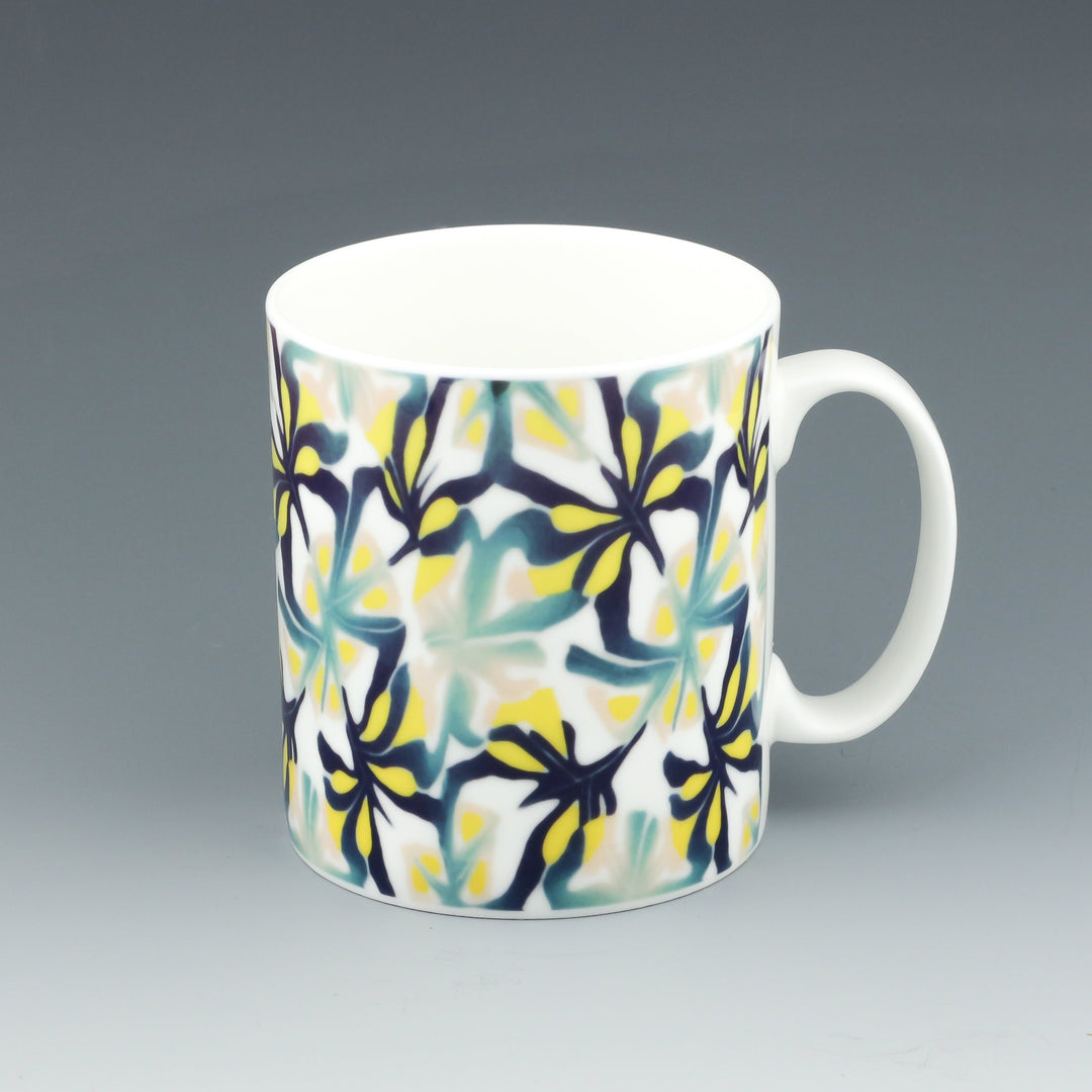 Navy Yellow Abstract Mug - DoodlePippin