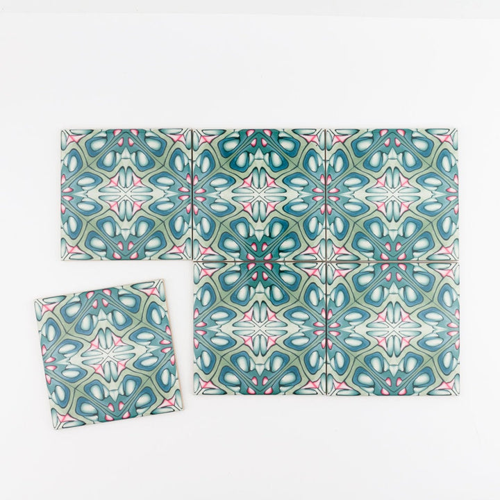 Green grey millefiori tiles
