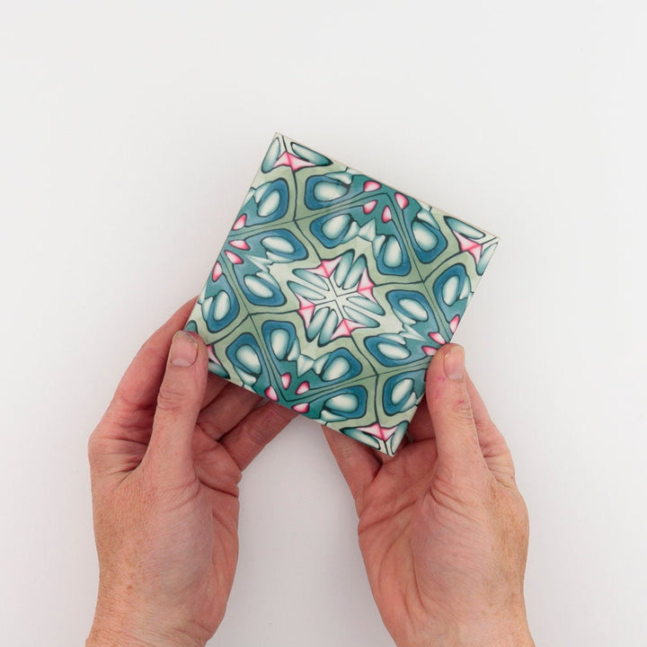 Green grey millefiori tiles