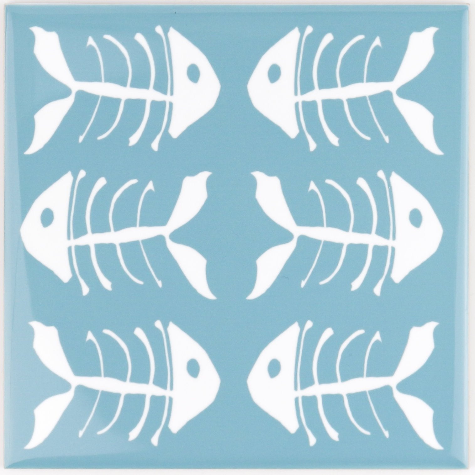 Rich blue/teal kitchen tiles, funky bonefish design – DoodlePippin