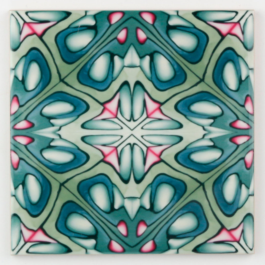 Green grey millefiori tiles