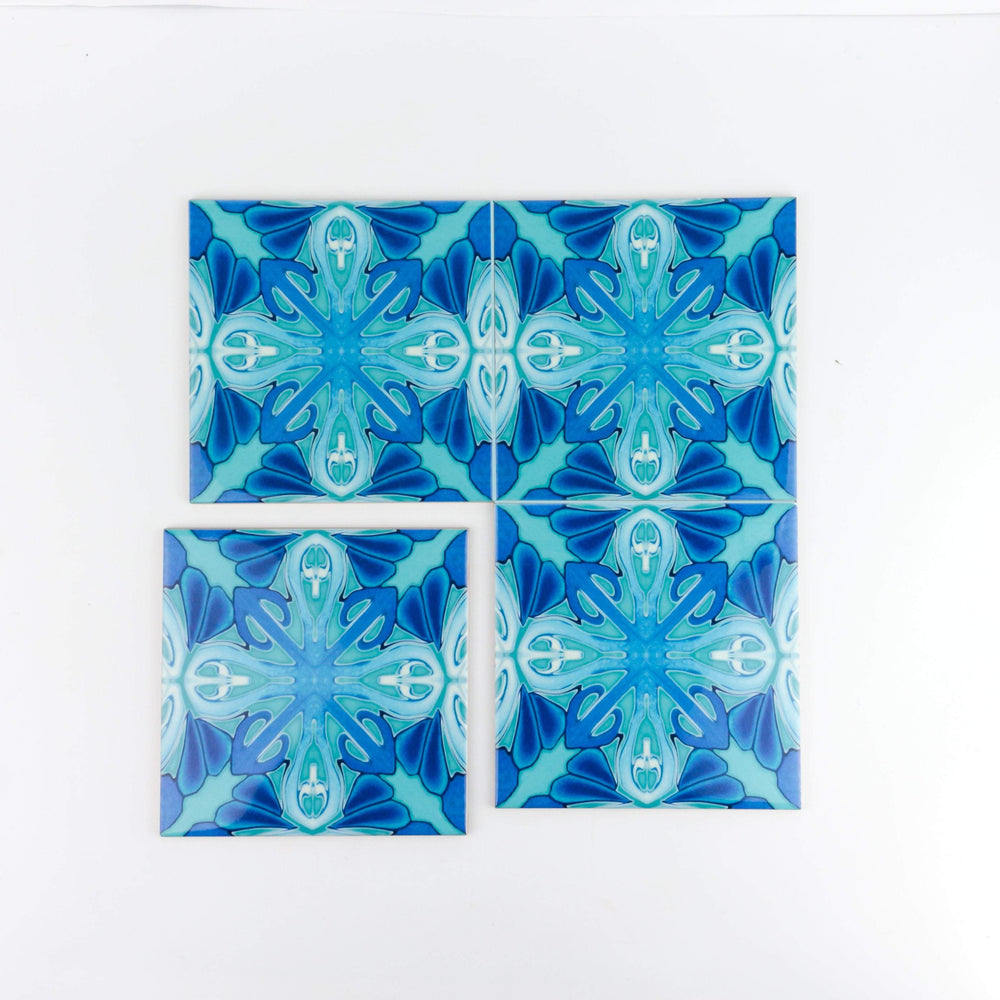 Turquoise blue Art Deco ceramic tiles