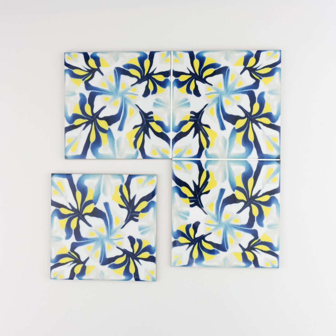 Blue Yellow Modernist Abstract tiles
