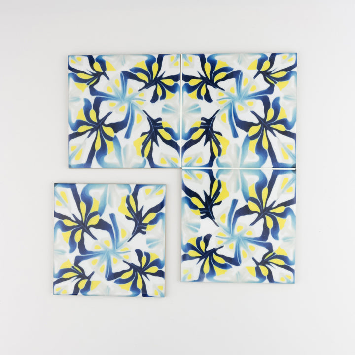 Blue Yellow Modernist Abstract tiles