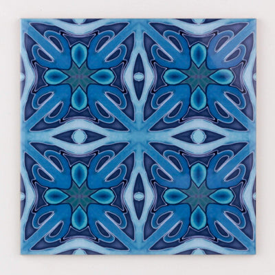 Denim Blue "Twining" handprinted tiles