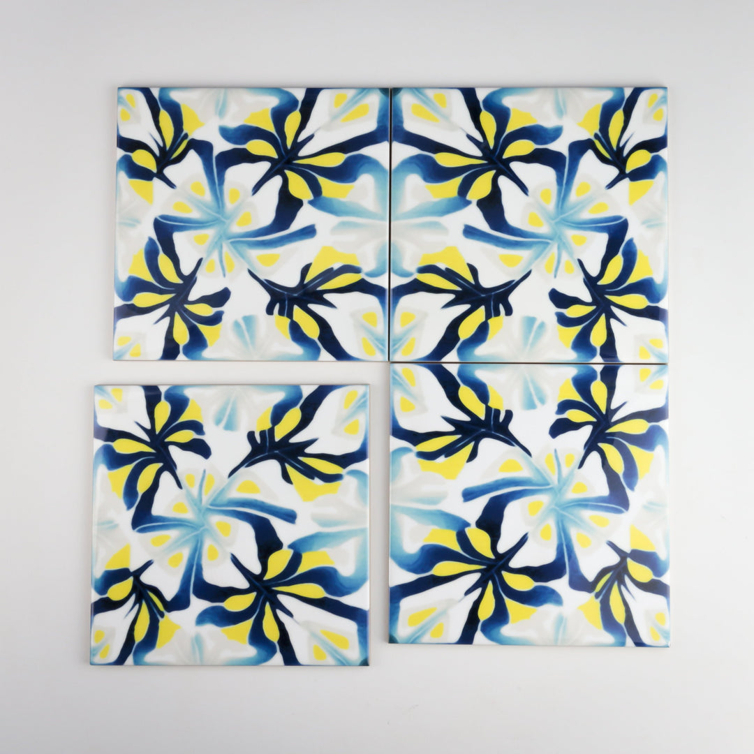 Blue Yellow Modernist Abstract tiles