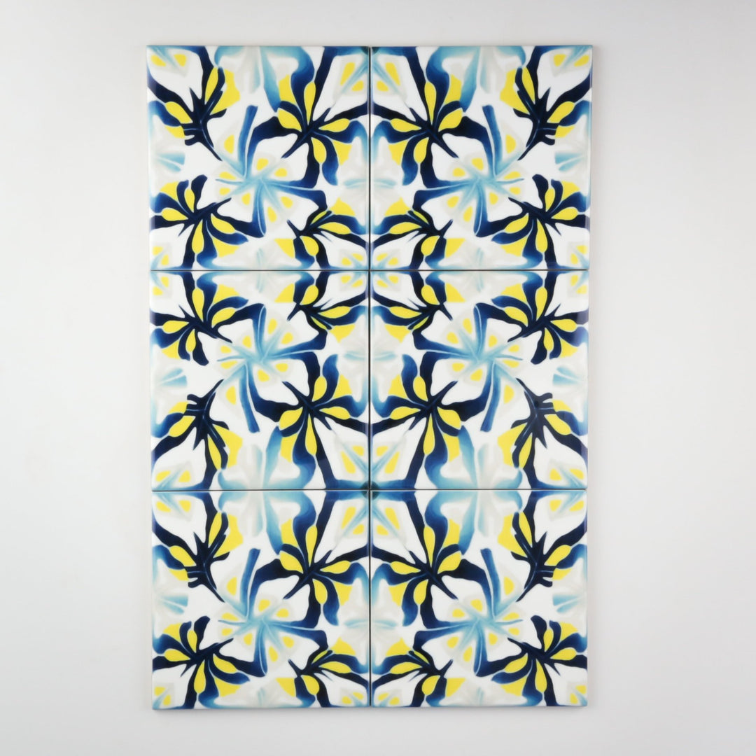 Blue Yellow Modernist Abstract tiles