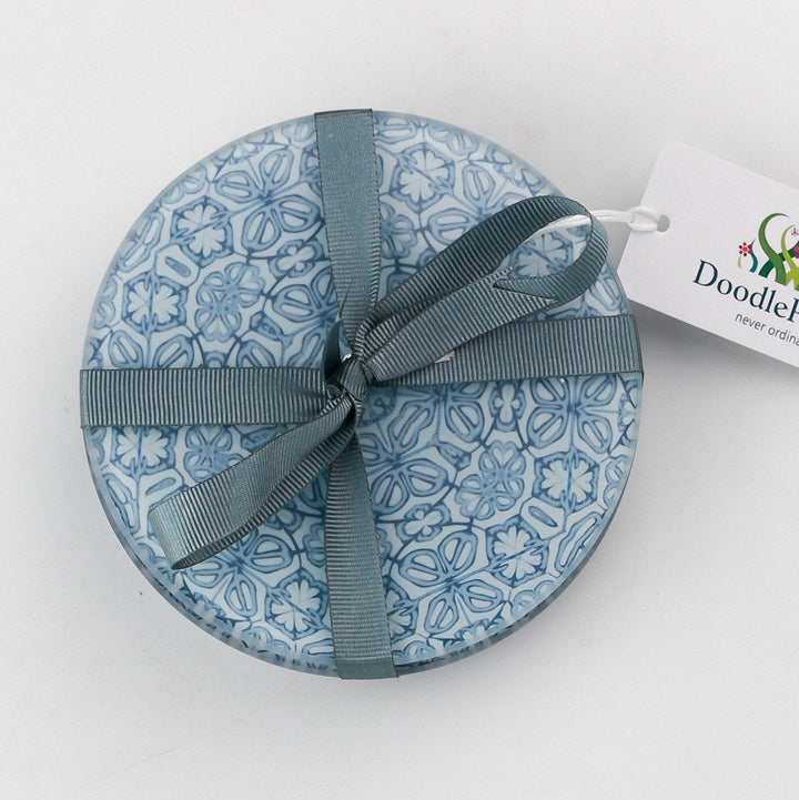 Grey Blue Coaster Gift Set