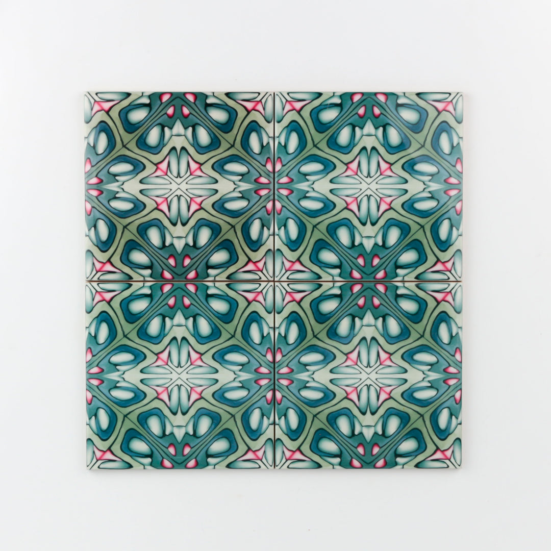 Green grey millefiori tiles