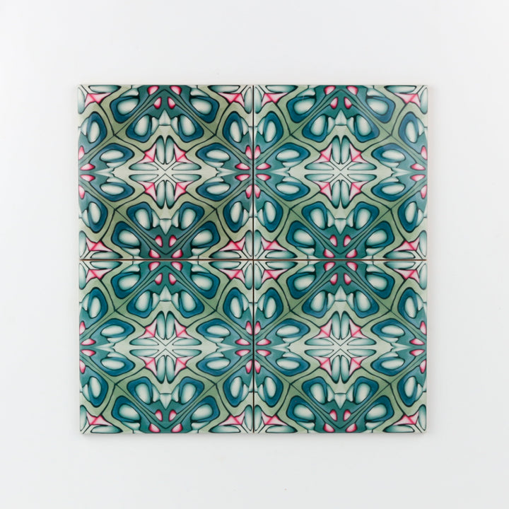 Green grey millefiori tiles