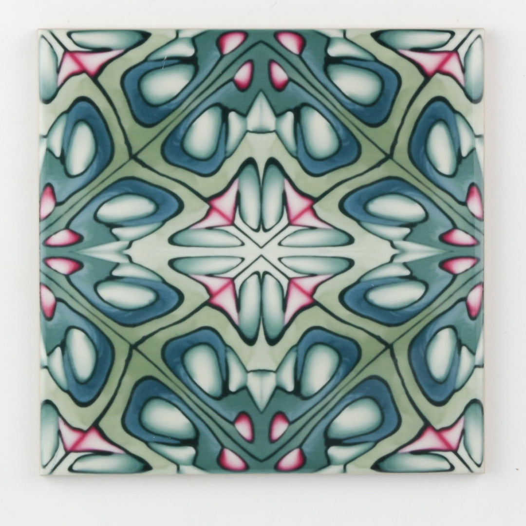 Green grey millefiori tiles
