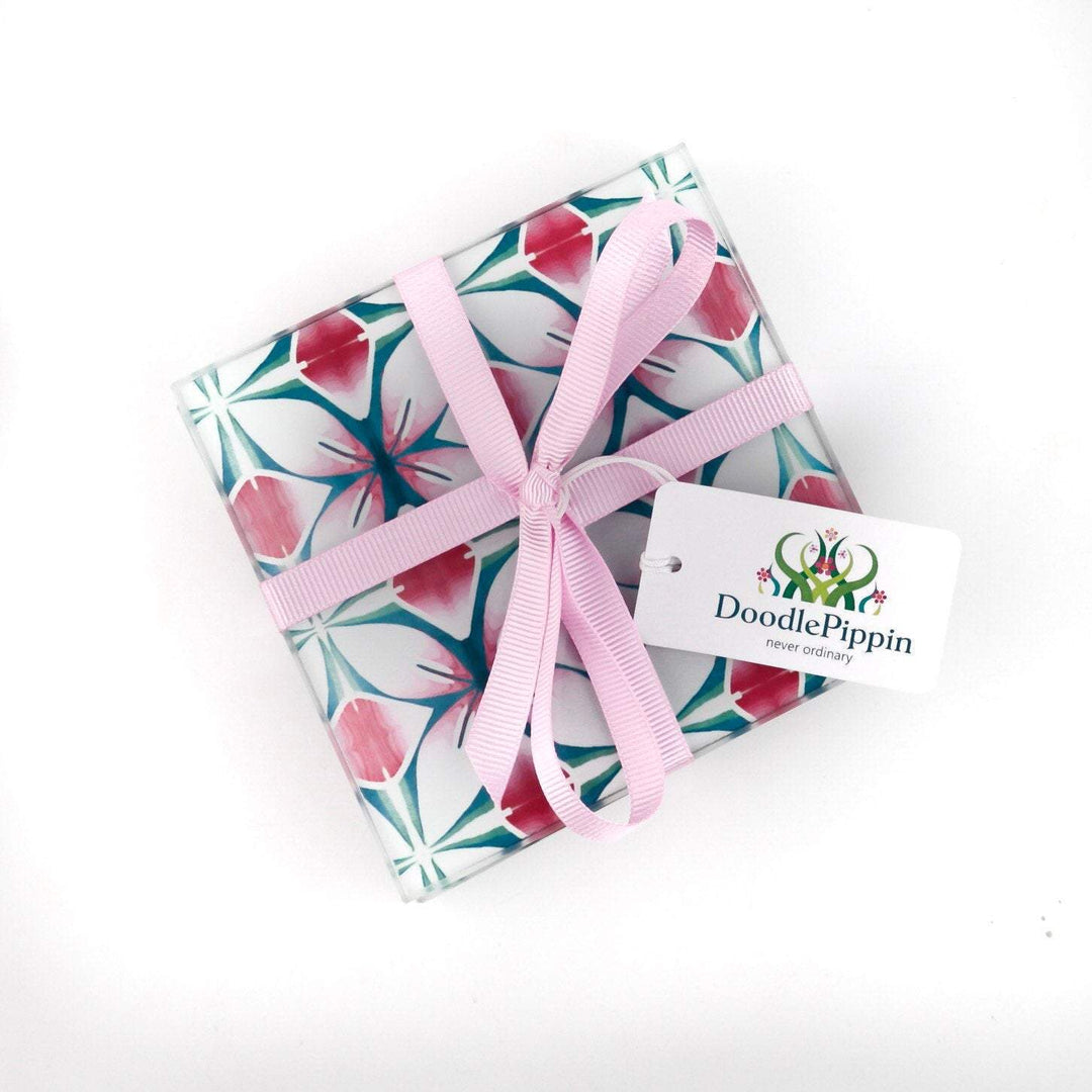 Pink and Teal Designer Coaster Set