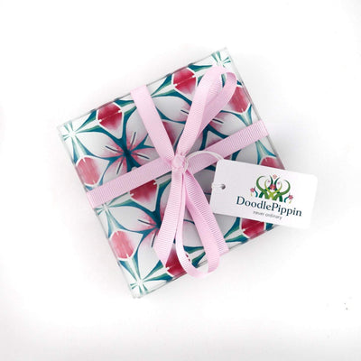 Pink and Teal Designer Coaster Set