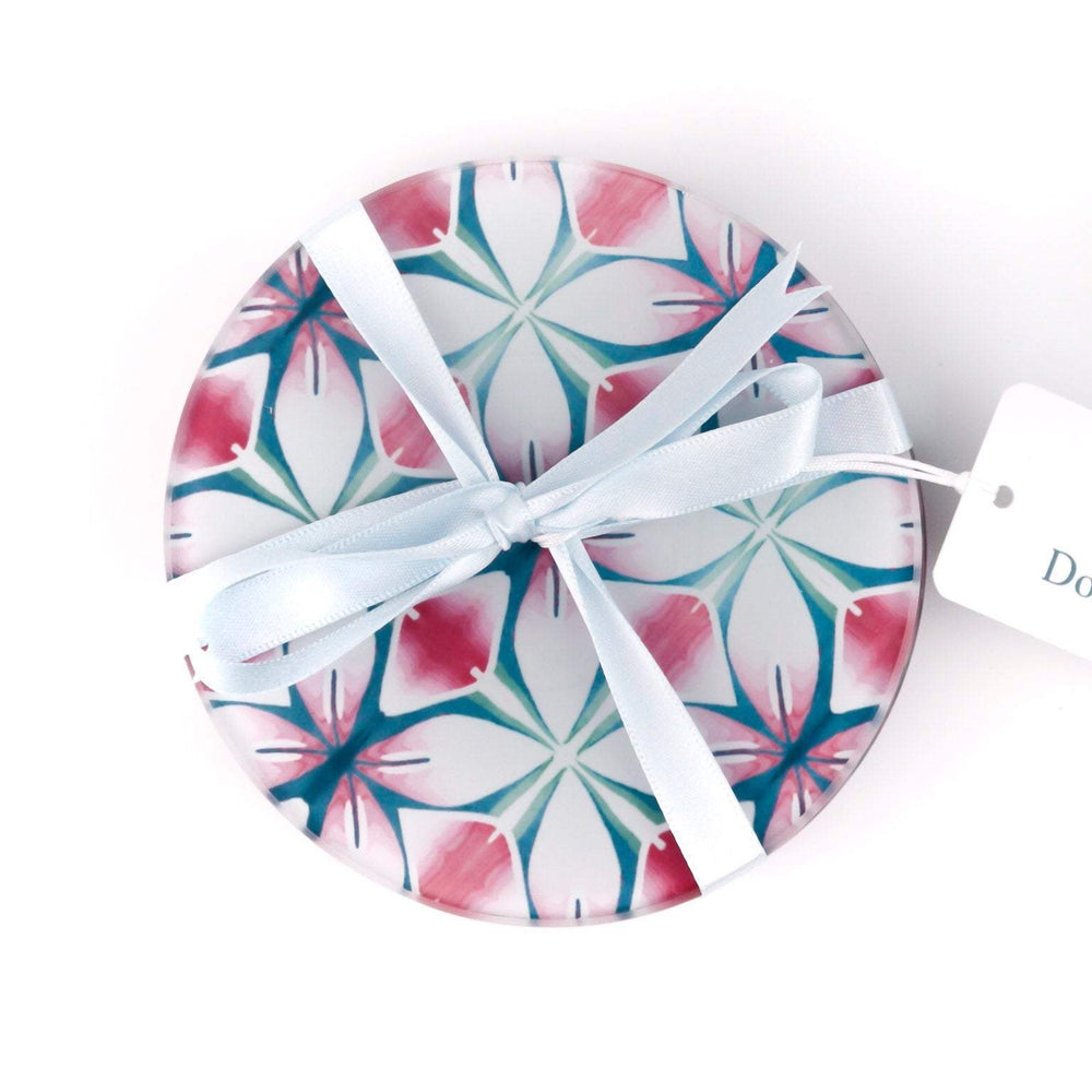 Pink and Teal Flower coasters