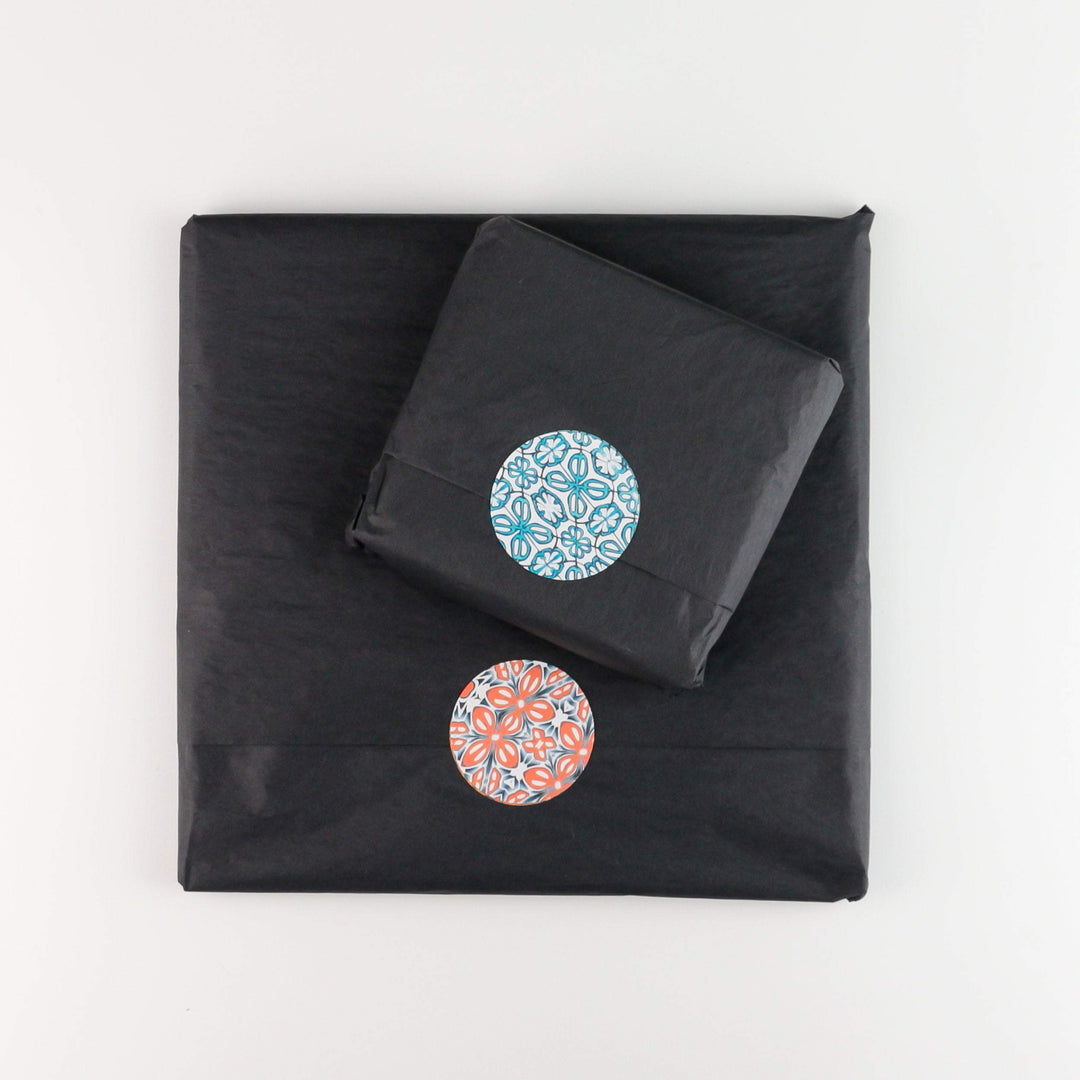 Moroccan Flower Coasters - Pink Apricot Orange - Square Glass Coaster Set
