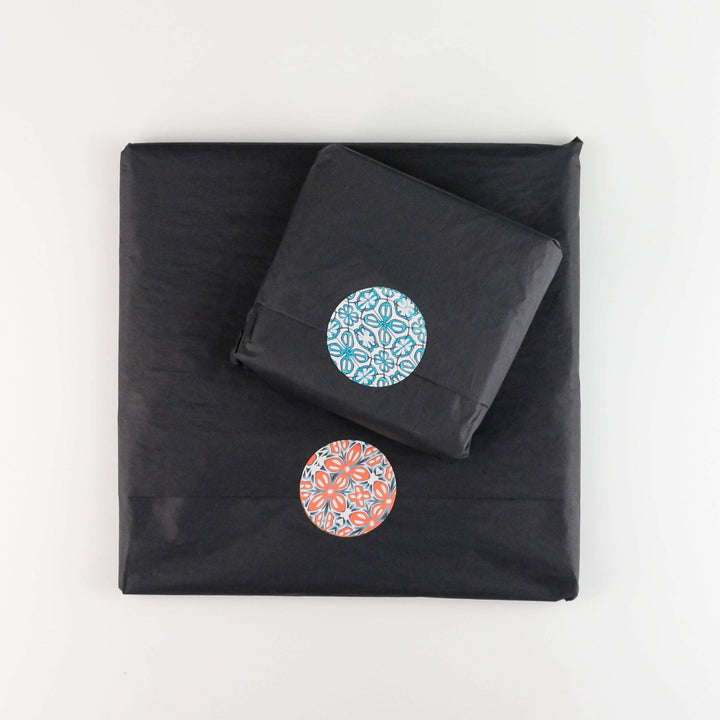 Moroccan Flower Coasters - Pink Apricot Orange - Square Glass Coaster Set