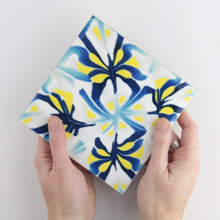 Blue Yellow Modernist Abstract tiles