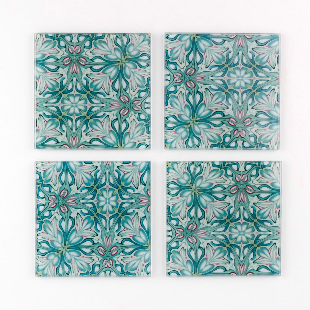 Flourishing garden glass coasters
