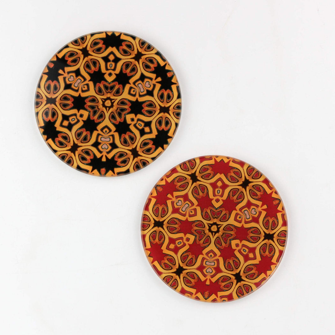 Gold, red and black "Medieval" design coasters
