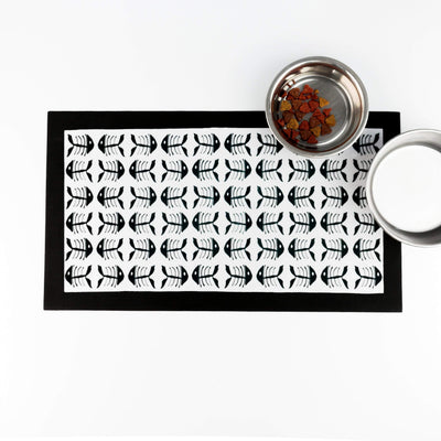 Black and White Bonefish Pet Placemat - DoodlePippin