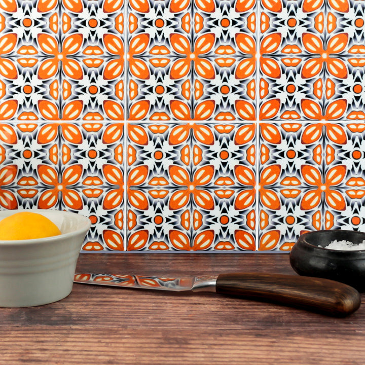 Orange Fox Flower tiles