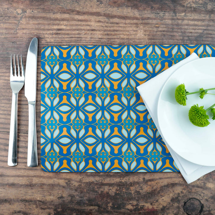Blue turquoise orange placemat