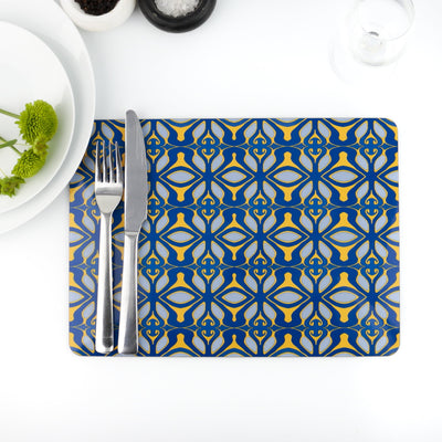 Blue grey yellow Moroccan style placemat