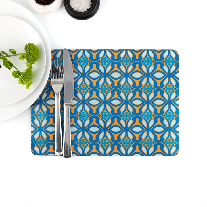 Blue turquoise orange placemat